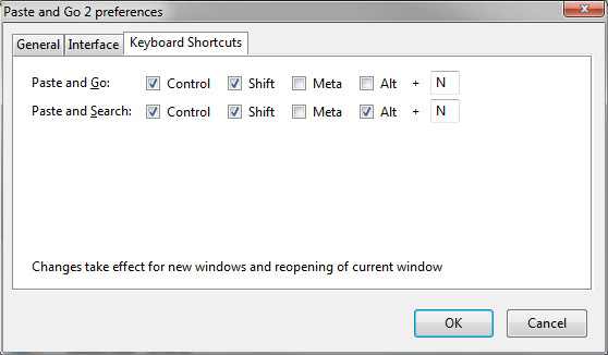keyboard shortcut for paste and go